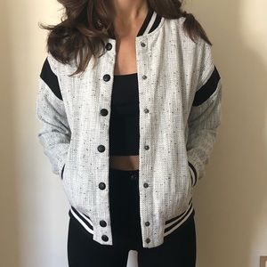 🚫SOLD🚫 Varsity-striped Tweed Bomber Jacket
